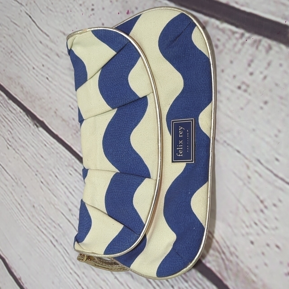 FELIX REY FOR TARGET - Blue White Wave Wristlet Clutch purse